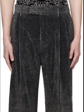 New With Tags AMIRI Double-Pleated Shimmer Pants - Dark Grey - Size 52 (US 36)
